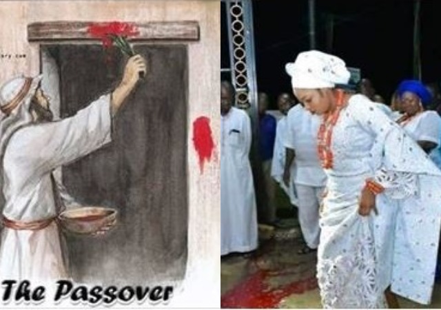 Nigerians Comparing OONI's New Bride, Crossing a Spill of Blood with the Biblical Story of 'THE PASSOVER'