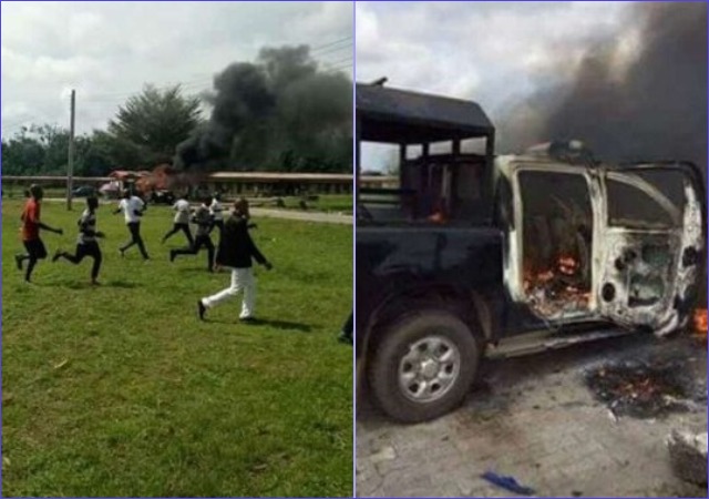 PDP Presidential Primary: Angry Hoodlums Attack Policemen, Set Van Ablaze