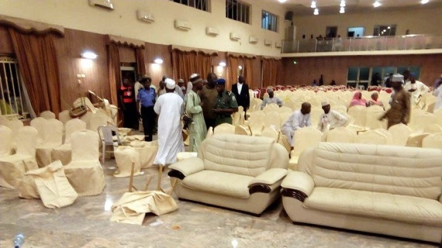 SHAMELESS!! Watch the Ugly Moment a Nigerian Senator Slaps Commissioner at Gombe PDP Primaries [Video]