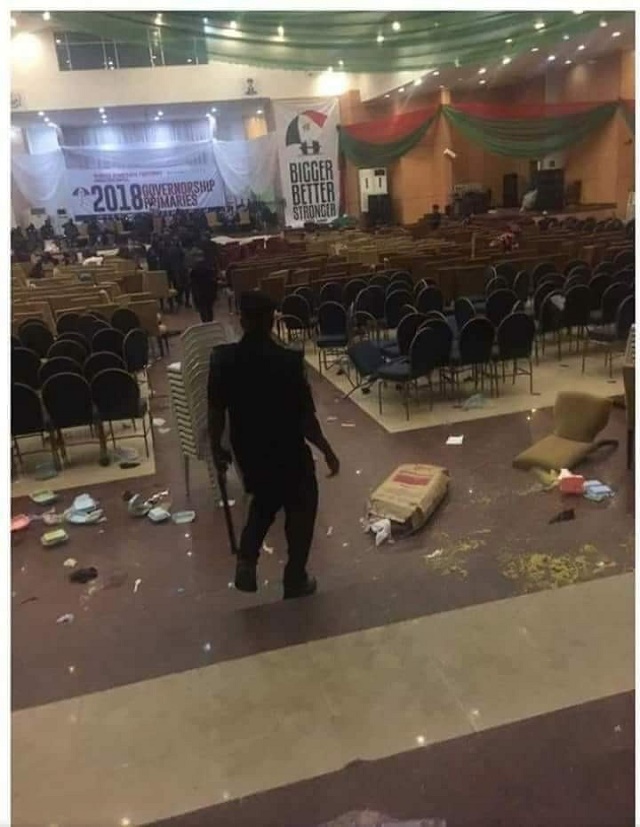 SHAMELESS!! Watch the Ugly Moment a Nigerian Senator Slaps Commissioner at Gombe PDP Primaries [Video]