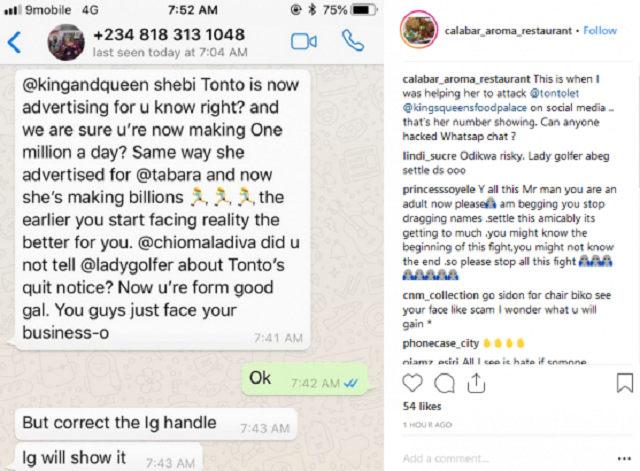 “You Make Me Attack Tonto Dikeh”, Man Says As He Leaks All His Private Chat With Lady Golfer, Sets To Leak Her Cex Tape