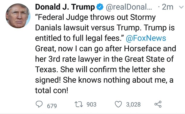 Donald Trump Comes For Stormy Daniels after Her Lawsuit Was; Calls Her A 'Horse Face'