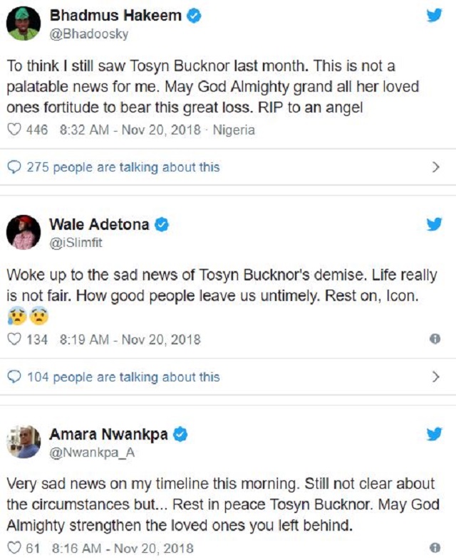 How Nigerians Reacted To the Death Of Popular OAP, Tosyn Bucknor, Who Was Found Dead Inside Her Home