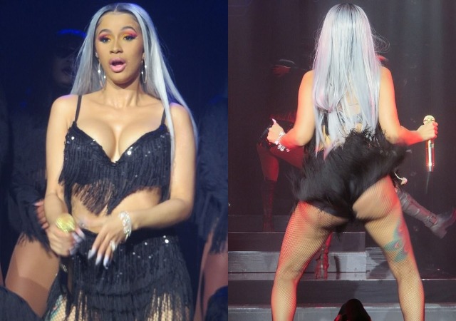 Cardi B Flashes Massive Backside in Fringed Bralet and Skirt As She Performs In New York City [Photos]
