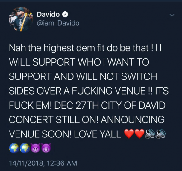 Angry Davido Points Accusing Fingers on APC, Reveals Why His Eko Atlantic Concert Was Not Approved
