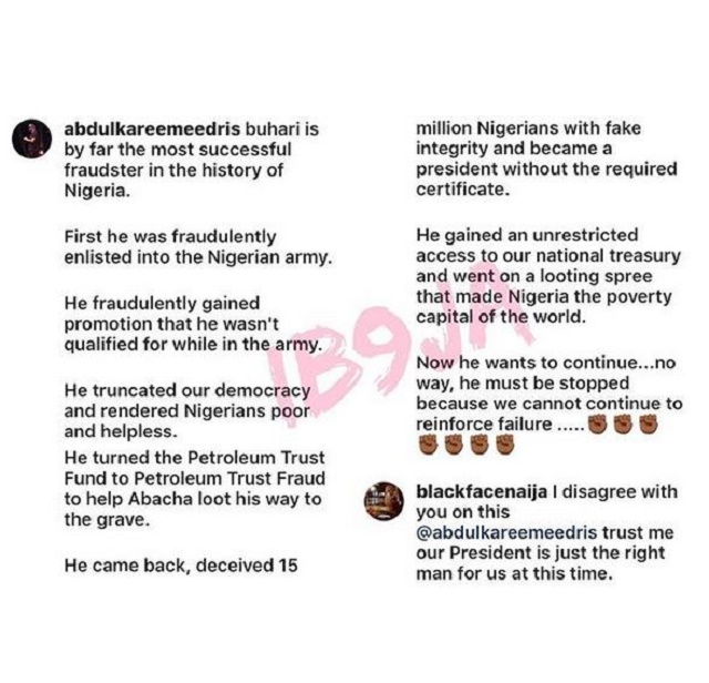 Blackface Calls Out Eedris Abdulkareem for Calling Buhari Highest Yahoo Yahoo Boy