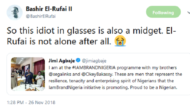 El-Rufai’s Son Bashir, Blasts Segalinks, Calls Him a Midget