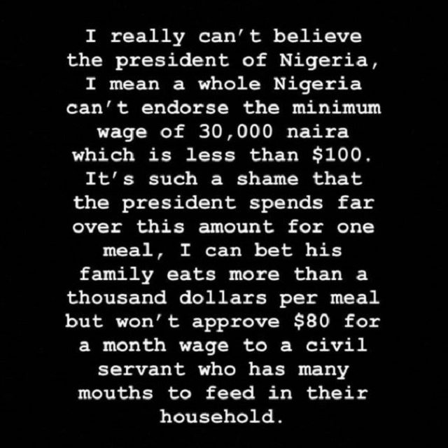 Buhari spends $1000/meal, but finds it hard to approve N30K minimum wage – Hushpuppi