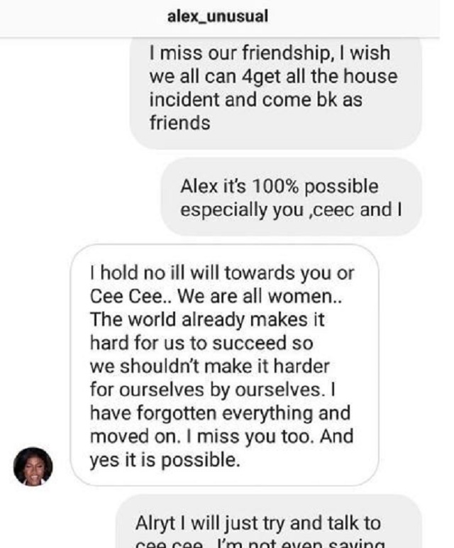 Nina's Instagram page compromised as Hackers release her 'private chats' with Alex and Bobrisky [screen shot]