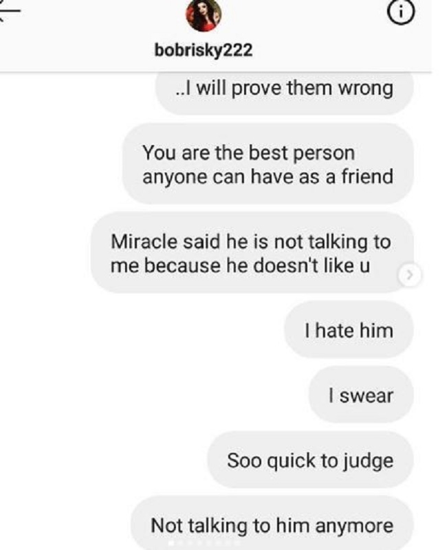 Nina's Instagram page compromised as Hackers release her 'private chats' with Alex and Bobrisky [screen shot]