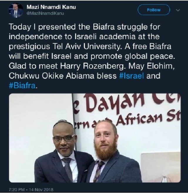 Biafra: Once Again, Nnamdi Kanu Storms Tel Aviv University in Israel