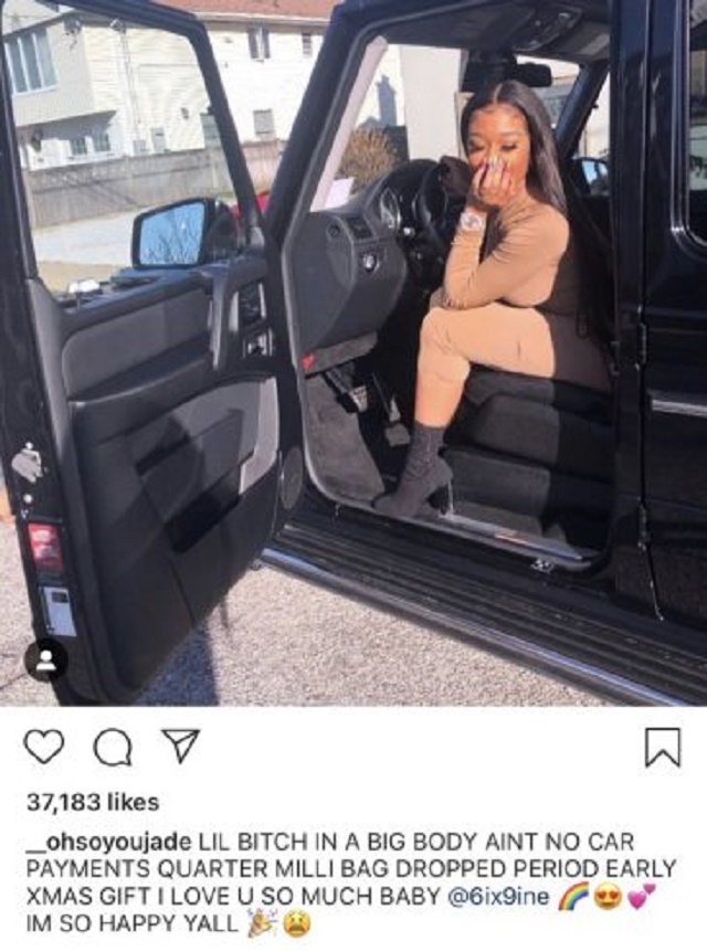 6ix9ine Buys His Girlfriend, Jade, A G-Wagon From Jail