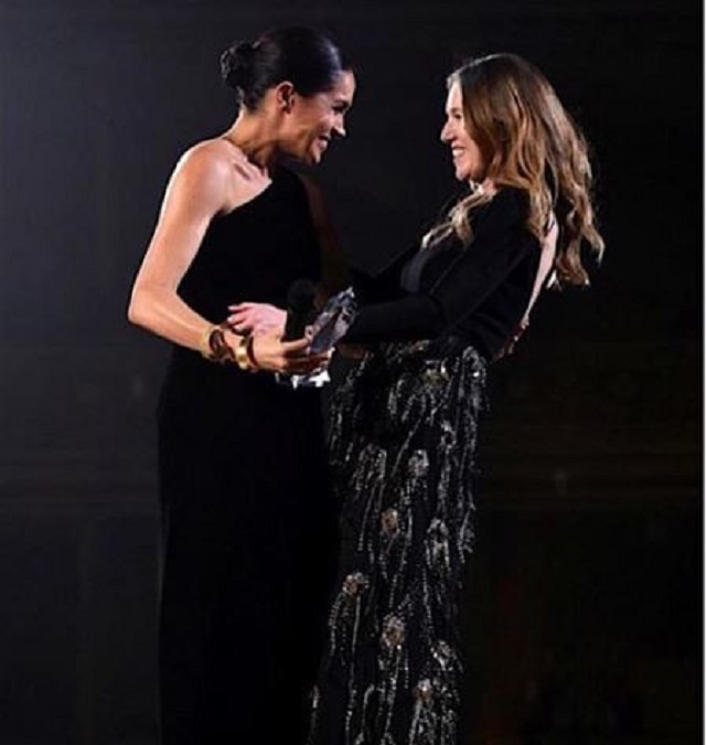 Pregnant Meghan Markle Presents an Award to Clare Waight Keller the Designer of Her Wedding Dress, At the British Fashion Awards