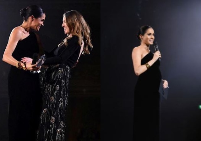 Pregnant Meghan Markle Presents an Award to Clare Waight Keller the Designer of Her Wedding Dress, At the British Fashion Awards
