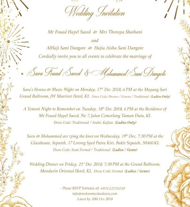 More Photos from the Wedding of Dangote's Nephew, Mohammed, To His Malaysian Bride