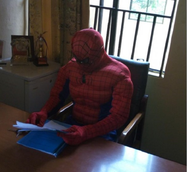ASUU Strike: Lecturer Disguises Himself as Spider Man to Attend To Students [Photos]