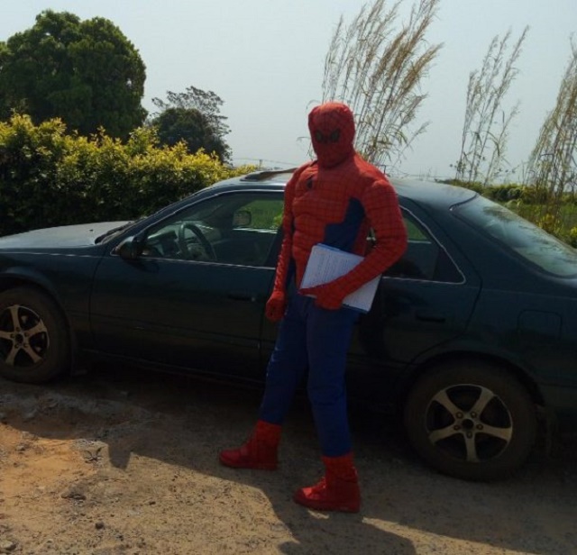 ASUU Strike: Lecturer Disguises Himself as Spider Man to Attend To Students [Photos]