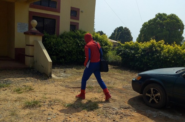 ASUU Strike: Lecturer Disguises Himself as Spider Man to Attend To Students [Photos]