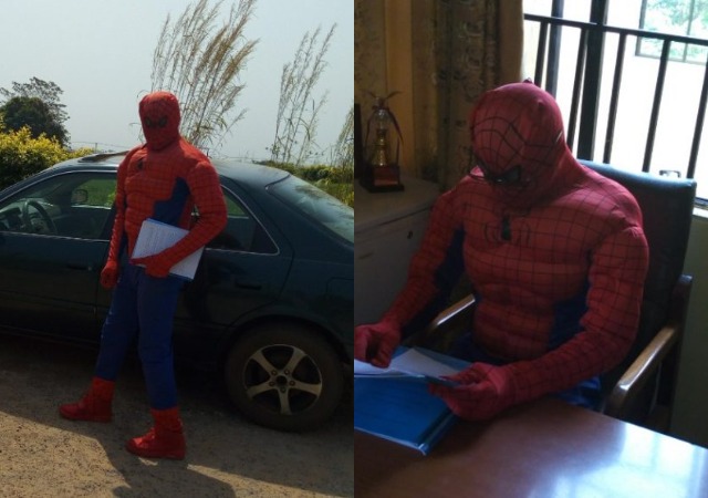 ASUU Strike: Lecturer Disguises Himself as Spider Man to Attend To Students [Photos]
