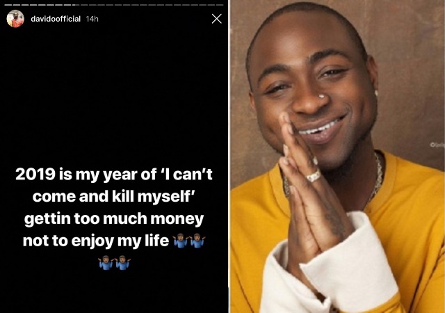 Davido Says He Cannot Come and Kill Himself As He Reveals His Huge Plans For 2019