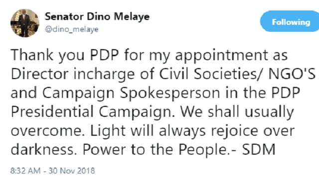 Dino Melaye Has Been Appointed As PDP Presidential Campaign Spokes Person