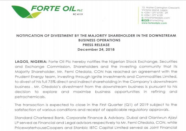 Nigerian Oil Magnate, Femi Otedola Sells Forte Oil Shares 