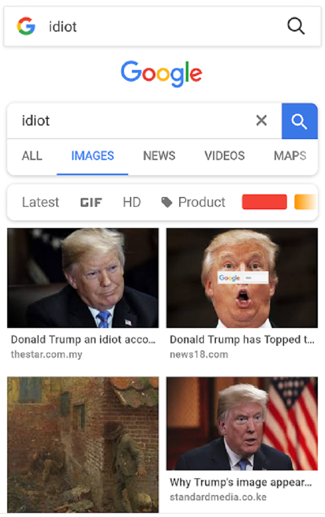 Finally, Google CEO Explains to Congress Why Photos of President Trump Turns up When Searching For 'idiot'
