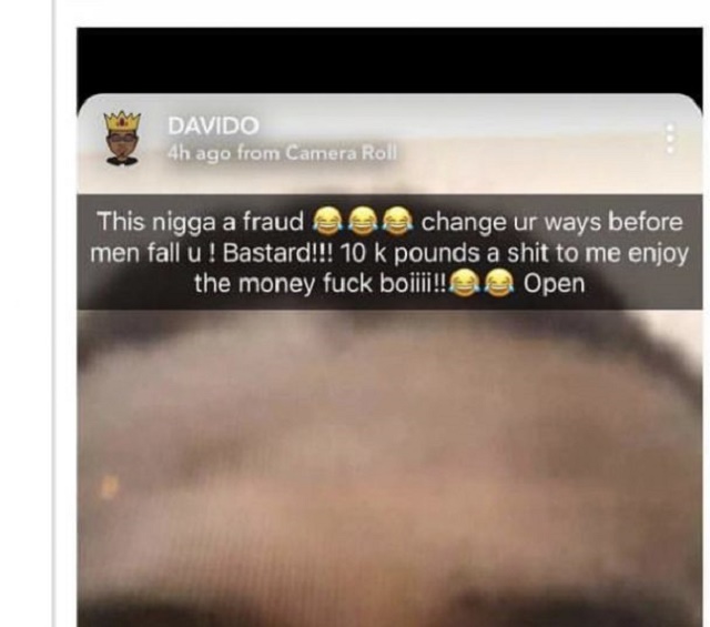 Angry Davido Sends Death Threat to Man After He Scammed Him of £10K