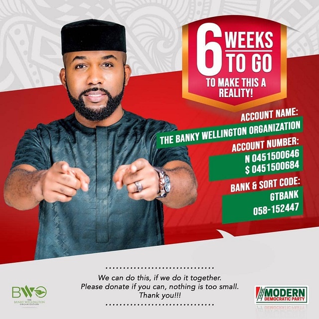 6 Weeks to Go! Banky W Releases Details of How People Can Donate Towards His Campaign