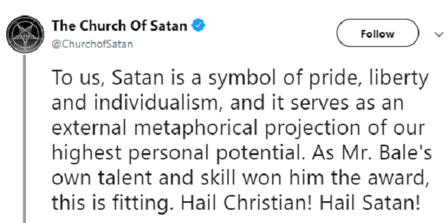Golden Globes Awards: Church Of Satan Reacts after Christian Bale Thanked Satan at Golden Globes Awards
