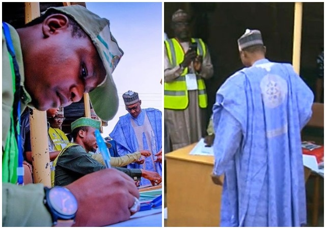 More Photos of Buhari and Wife Aisha Buhari As They Cast Their Vote in Daura [Photos]