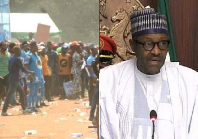APC Begs In Tears, as lazy youths Stones Buhari, Oshiomhole, Osinbajo, In Ogun State Rally [photos/video]