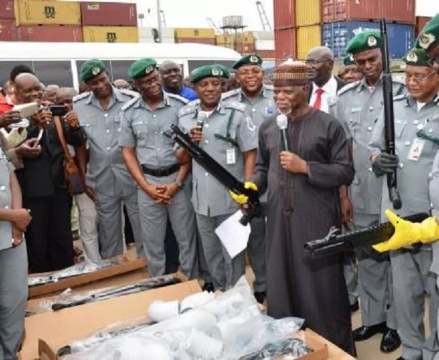 Days to 2019 Elections, Nigerian Customs Intercept Truck Load of Police Uniforms and Tear Gas in Lagos [Photos]