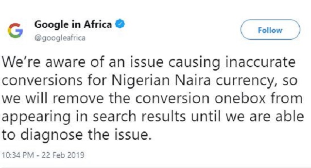 Google Africa Issues Statement on the Error That Strengthened the Naira against the Dollar