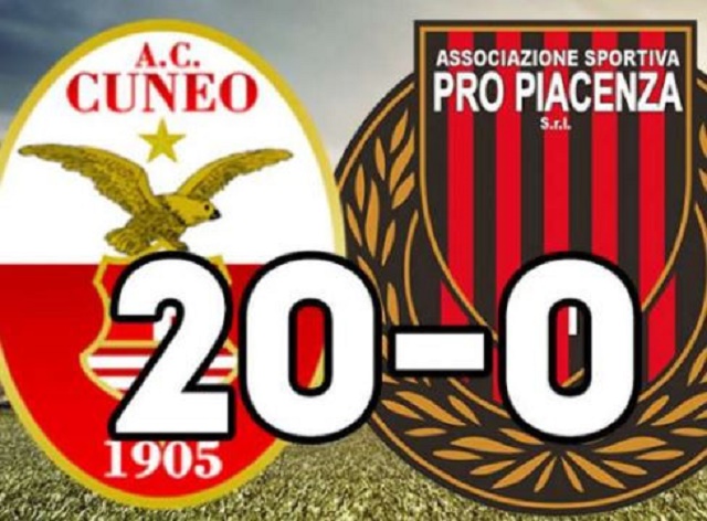 Italian football club, PRO PIACENZA kicked out of third division 'Serie C' after a 20-0 disgrace
