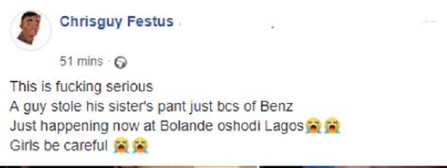 Photos of Young Man Caught Red Handed Wearing Sister’s Pant in Lagos