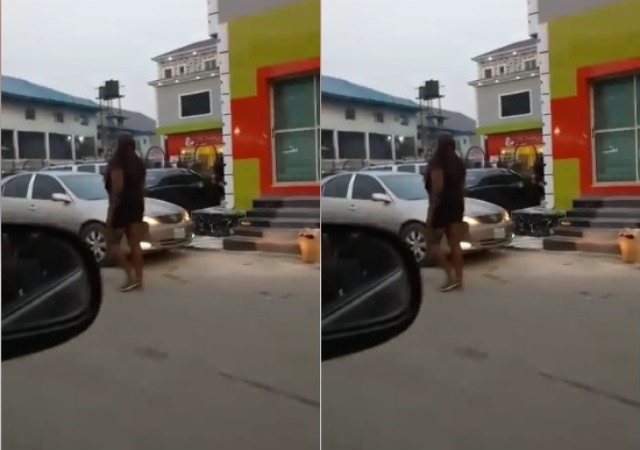 Mentally Unstable Lady In Short Dress Spotted In Owerri Dancing To Spiritual Music [Photos]