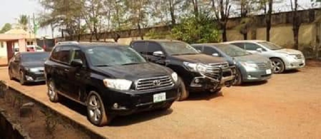 EFCC Arrests 13 Suspected Fraudsters in Enugu, Toyota and Mercedes Benz Cars Recovered From Them [Photos]