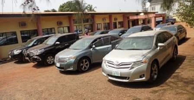 EFCC Arrests 13 Suspected Fraudsters in Enugu, Toyota and Mercedes Benz Cars Recovered From Them [Photos]