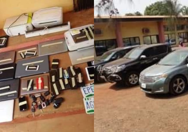 EFCC Arrests 13 Suspected Fraudsters in Enugu, Toyota and Mercedes Benz Cars Recovered From Them [Photos]