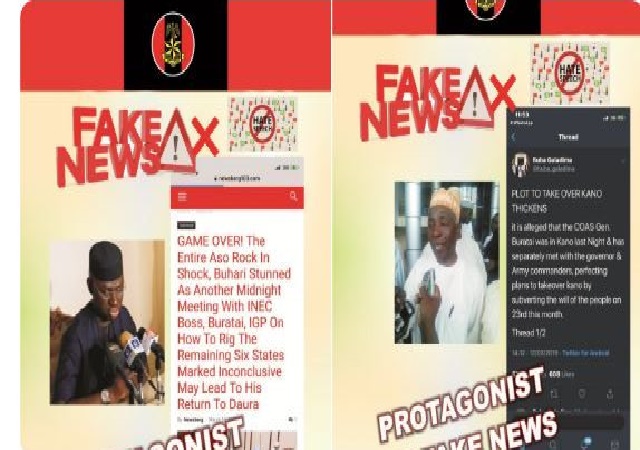 Nigerians Army Goes Into Politics, Shares Photos of Politicians Spreading Fake News
