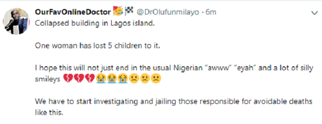 So Sad! Woman Loses 5 Children in Lagos School Building Collapse