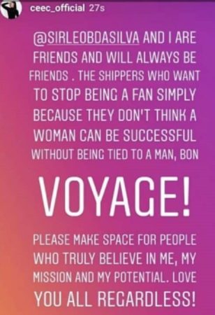 Finally, BBNaija’s Cee-C Shuts down Dating Rumors with Leo