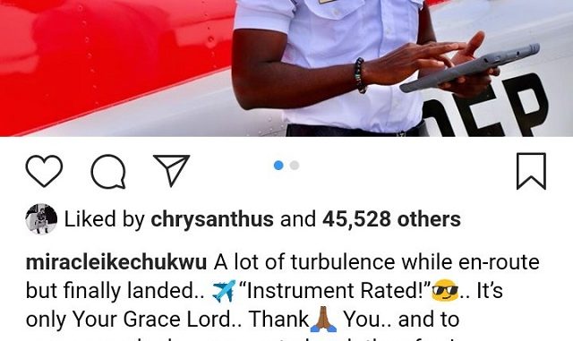 #BBNaija: Miracle Ikechukwu is certified as an "Instrument Rated" pilot