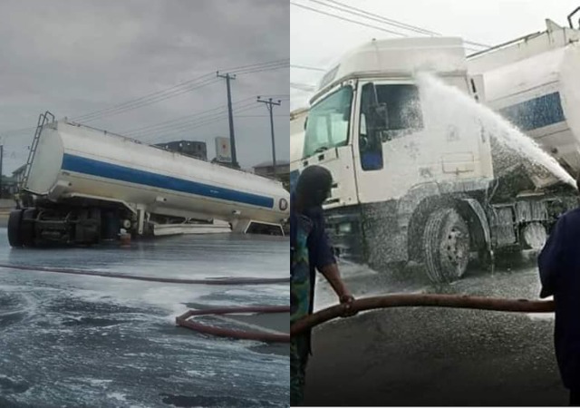 Serious Tension as Another Tanker Fully Loaded With Petrol Crashes in Onitsha [Photos]