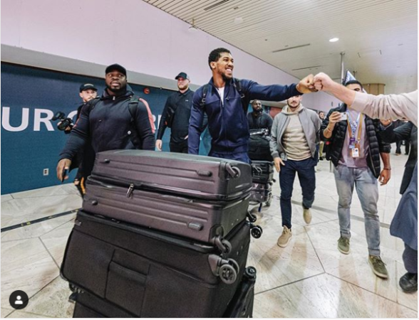 British-Nigerian Boxer Anthony Joshua Lands In Saudi Arabia Ahead Of His Rematch With Andy Ruiz Jr [Photo]
