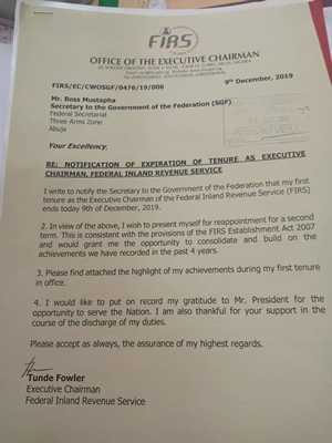 How Ex-FIRS Boss Tunde Fowler Asked For His Tenure to Be Renewed but It Was Declined [Photos]