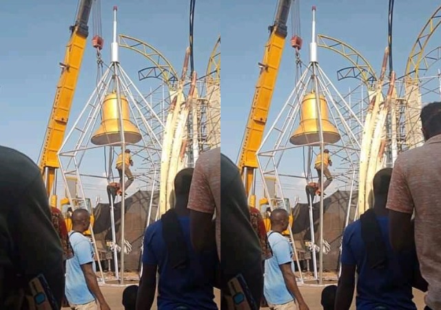 Governor Obiano Takes Anambra Back to the Days of the Roman Empire by Installing a Giant Bell [Photos]