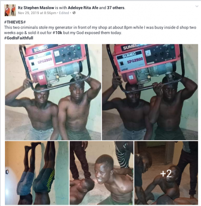 Photos of Two Suspected Thieves Nabbed By Local Vigilante