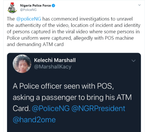 Police Reacts To Video Of Policeman Spotted With A POS While Asking A Young Man For His ATM Card 